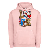 Pigment Salmon love baseball Urban Hoodie - Zillion Design Studio