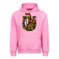 Fuchsia Pink christmas horseshoe with horse Urban Hoodie - RanaPortraitStore