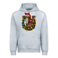 Heather Grey christmas horseshoe with horse Urban Hoodie - RanaPortraitStore
