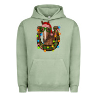Pigment Oil Green christmas horseshoe with horse Urban Hoodie - RanaPortraitStore