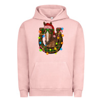 Pigment Salmon christmas horseshoe with horse Urban Hoodie - RanaPortraitStore