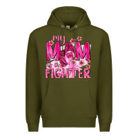 Army Green My Mom Is a Fighter with Ribbon Premium Hoodie - texasbilliewilder
