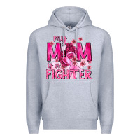 Heather Grey My Mom Is a Fighter with Ribbon Premium Hoodie - texasbilliewilder