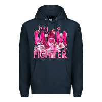 Navy My Mom Is a Fighter with Ribbon Premium Hoodie - texasbilliewilder