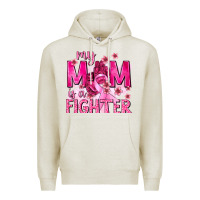 Oatmeal Heather My Mom Is a Fighter with Ribbon Premium Hoodie - texasbilliewilder