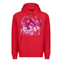 Red My Mom Is a Fighter with Ribbon Premium Hoodie - texasbilliewilder