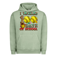 Pigment Oil Green i tackled 100 days of school softball Urban Hoodie - Zillion Design Studio