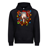 Black christmas horseshoe with hereford cow Urban Hoodie - RanaPortraitStore