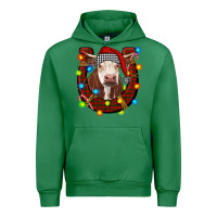 Emerald christmas horseshoe with hereford cow Urban Hoodie - RanaPortraitStore