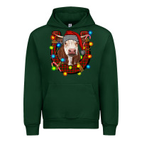 Forest Green christmas horseshoe with hereford cow Urban Hoodie - RanaPortraitStore
