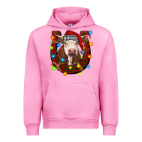 Fuchsia Pink christmas horseshoe with hereford cow Urban Hoodie - RanaPortraitStore