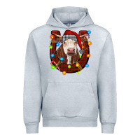 Heather Grey christmas horseshoe with hereford cow Urban Hoodie - RanaPortraitStore