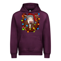Mauve Wine christmas horseshoe with hereford cow Urban Hoodie - RanaPortraitStore