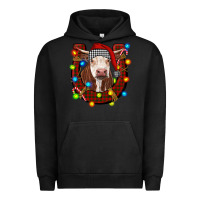 Pigment Black christmas horseshoe with hereford cow Urban Hoodie - RanaPortraitStore