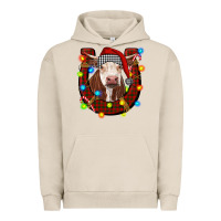 Pigment French Oak christmas horseshoe with hereford cow Urban Hoodie - RanaPortraitStore