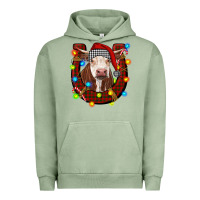 Pigment Oil Green christmas horseshoe with hereford cow Urban Hoodie - RanaPortraitStore