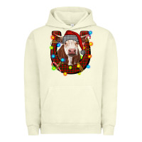 Pigment Pistachio christmas horseshoe with hereford cow Urban Hoodie - RanaPortraitStore
