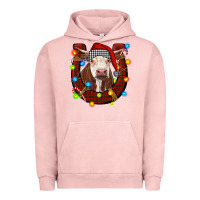 Pigment Salmon christmas horseshoe with hereford cow Urban Hoodie - RanaPortraitStore
