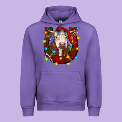 Christmas Horseshoe With Hereford Cow Urban Hoodie Designed By Ranaportraitstore
