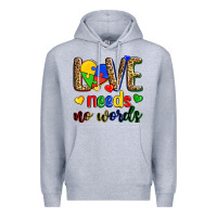 Heather Grey love needs no words Premium Hoodie - Zillion Design Studio