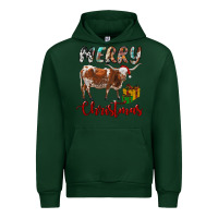 Forest Green Texas Longhorn Merry Christmas Urban Hoodie - RanaPortraitStore