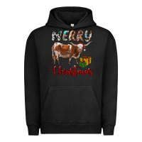 Pigment Black Texas Longhorn Merry Christmas Urban Hoodie - RanaPortraitStore