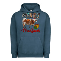Pigment Midnight Navy Texas Longhorn Merry Christmas Urban Hoodie - RanaPortraitStore