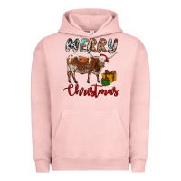Pigment Salmon Texas Longhorn Merry Christmas Urban Hoodie - RanaPortraitStore