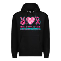 Black Peace Love Cure Breast Cancer Awareness Premium Hoodie - texasbilliewilder
