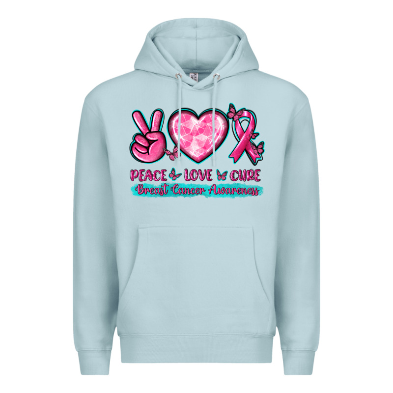 Peace Love Cure Breast Cancer Awareness Premium Hoodie by texasbilliewilder | Teevron