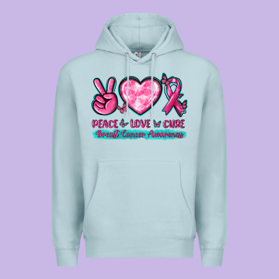 Peace Love Cure Breast Cancer Awareness Premium Hoodie Designed By Texasbilliewilder