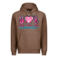 Chestnut Peace Love Cure Breast Cancer Awareness Premium Hoodie - texasbilliewilder