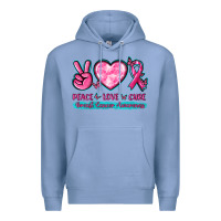 Colony Blue Peace Love Cure Breast Cancer Awareness Premium Hoodie - texasbilliewilder