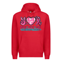 Red Peace Love Cure Breast Cancer Awareness Premium Hoodie - texasbilliewilder