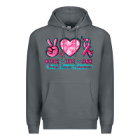 Rock Peace Love Cure Breast Cancer Awareness Premium Hoodie - texasbilliewilder