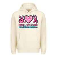 Sandshell Peace Love Cure Breast Cancer Awareness Premium Hoodie - texasbilliewilder