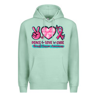 Seafoam Peace Love Cure Breast Cancer Awareness Premium Hoodie - texasbilliewilder