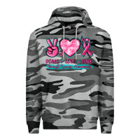 Slate Camo Peace Love Cure Breast Cancer Awareness Premium Hoodie - texasbilliewilder