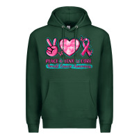 Sports Green Peace Love Cure Breast Cancer Awareness Premium Hoodie - texasbilliewilder