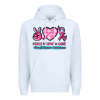 White Peace Love Cure Breast Cancer Awareness Premium Hoodie - texasbilliewilder