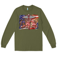 Army Green patriotic nurse certified nurse  assistant medilcal symbol  background Long Sleeve Tee - BarkalooDesign