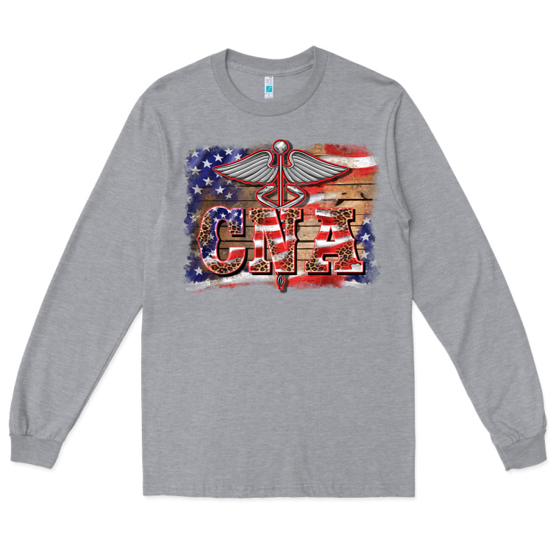 Patriotic Nurse Certified Nurse  Assistant Medilcal Symbol  Background Long Sleeve Tee by BarkalooDesign | Teevron