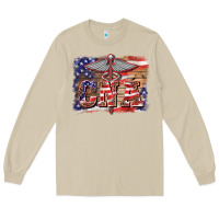 Mushroom patriotic nurse certified nurse  assistant medilcal symbol  background Long Sleeve Tee - BarkalooDesign