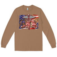 Toasted Coconut patriotic nurse certified nurse  assistant medilcal symbol  background Long Sleeve Tee - BarkalooDesign