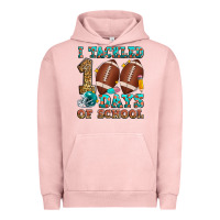 Pigment Salmon i tackled 100 days of school american football Urban Hoodie - Zillion Design Studio