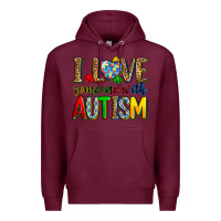 Burgundy i love someone with autism Premium Hoodie - Zillion Design Studio