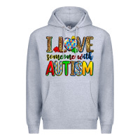 Heather Grey i love someone with autism Premium Hoodie - Zillion Design Studio