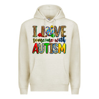 Oatmeal Heather i love someone with autism Premium Hoodie - Zillion Design Studio