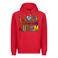 Red i love someone with autism Premium Hoodie - Zillion Design Studio