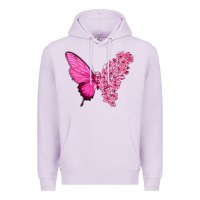 Lilac Pink Flowers and Breast Cancer Ribbon Butterfly Premium Hoodie - texasbilliewilder